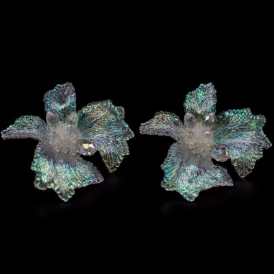 Earrings, Aurora Borealis; Series: Hunter