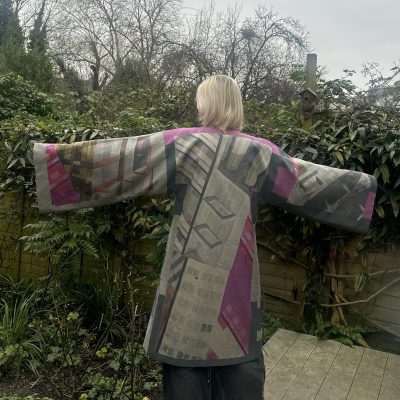 Art to wear, Brutalist Coat in Greys and Pink