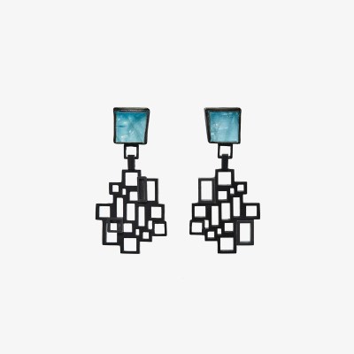 Earrings,  Aqua Pixel