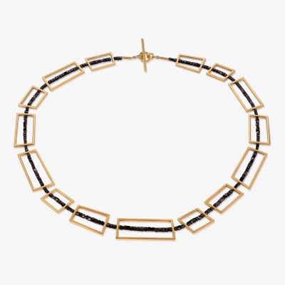 Necklace,  Golden and black Framed necklace