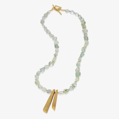 Necklace,  Sunny Winter's Day necklace with 18 carat gold, beryl and diamond beads