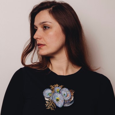 Large mutant coral brooch