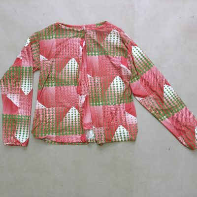 Art To Wear, Green and Red Cardigan, Algae Outfit